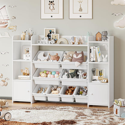 FOREHILL Kinderregal mit 8 Boxen für Spielzeug, Holz – Weiss