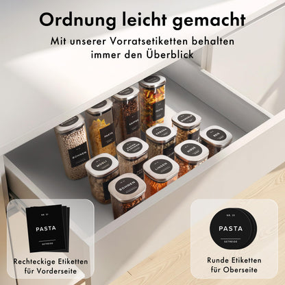 EDELHAUS Vorratsgläser Set 12-teilig, Borosilikatglas, Edelstahldeckel