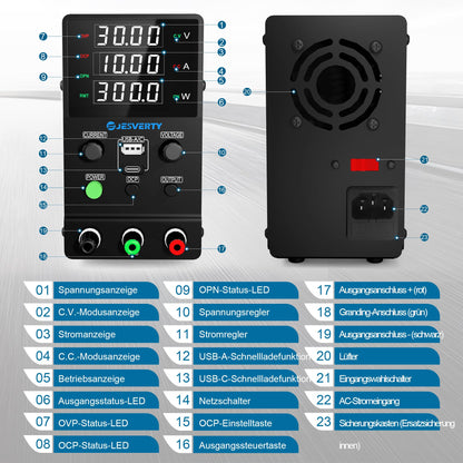 Jesverty SPS-3010M Labornetzteil DC Regelbar - 32V 10A
