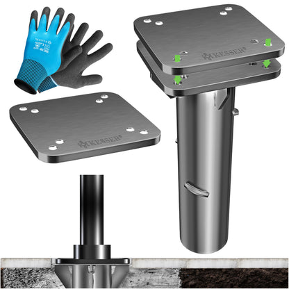 KESSER Sonnenschirmständer Universal-Bodenplatte Anthrazit aus pulverbeschichtetem Stahl mit Edelstahlabdeckung