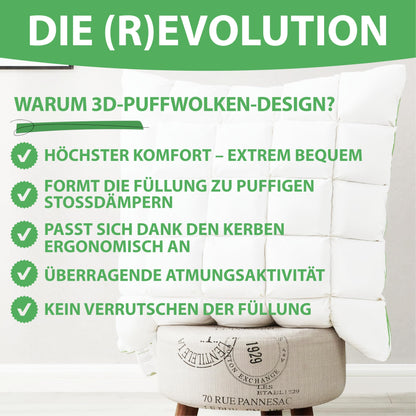 Welldora Premium Kopfkissen – 80x80 cm, Daunen & Federn mittelfest