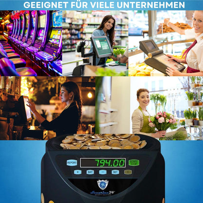 Securina24 SR1200 Euro Münzzähler & Sortierer - Schwarz