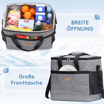 Lifewit Kühltasche 40 L faltbar, Thermotasche für 60 Dosen, Grau