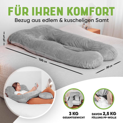 Greacy Seitenschläferkissen XXL – Schwangerschafts- & Stillkissen waschbar