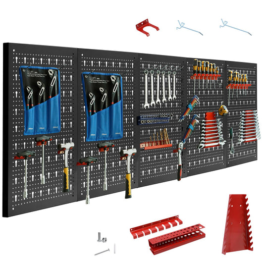 CCLIFE Werkzeug Lochwand Set Metall, schwarze Metall-Lochwand zur Aufbewahrung und Ordnung von Werkzeugen in der Werkstatt.