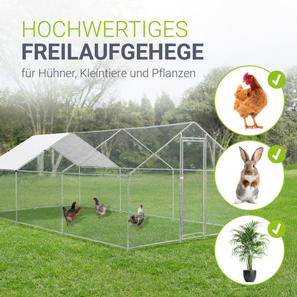 Juskys Freilaufgehege Metall 3x6m - Begehbarer Hühnerstall