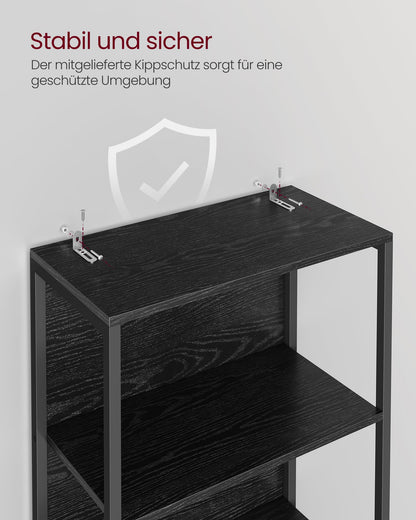 VASAGLE Bücherregal mit LED-Beleuchtung, 6 Ebenen, schwarz