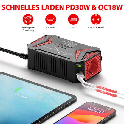 BESTEK 300W Reiner Sinus Wechselrichter 12V/230V Kfz Inverter