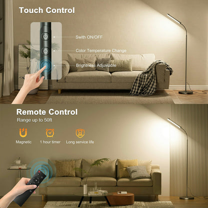 Yikuneng LED Stehlampe dimmbar, 1800 Lumen, mit Fernbedienung, schwarz