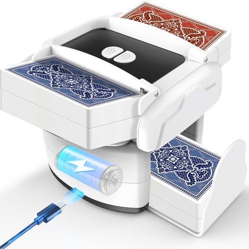 Feebee Kartenmischmaschine elektrisch für 1–4 Decks mit USB-Akku, Kartensammelschale