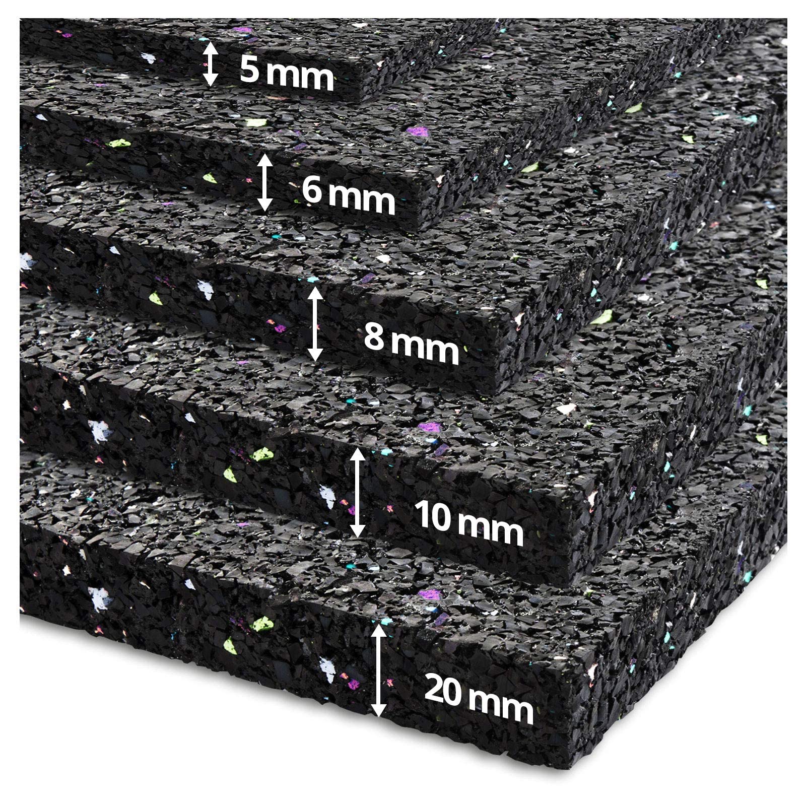 etm Anti-Vibrations- & Schallschutzmatte – 125x200cm, 10mm. Rechteckige, dunkelgraue Matte zur Vibrations- und Schalldämpfung.