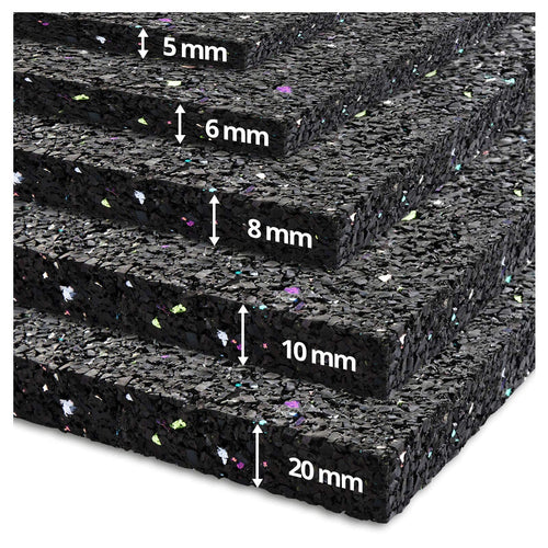 etm Anti-Vibrations- & Schallschutzmatte – 125x200cm, 10mm. Rechteckige, dunkelgraue Matte zur Vibrations- und Schalldämpfung.