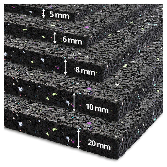 etm Anti-Vibrations- & Schallschutzmatte – 125x200cm, 10mm. Rechteckige, dunkelgraue Matte zur Vibrations- und Schalldämpfung.