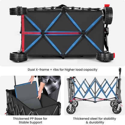 YEAUPE PRO Faltbollerwagen mit Feststellbremse, All-Terrain, schwarz