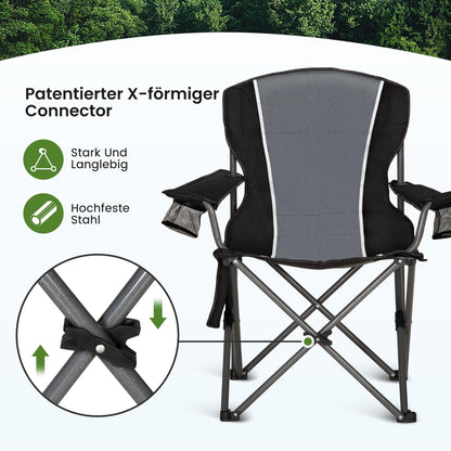 HIGH POINT SPORTS Campingstuhl XL faltbar bis 160 kg, Dunkelgrau
