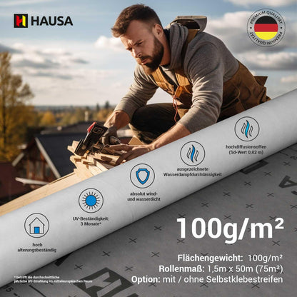 HAUSA Classic HU100 Unterspannbahn - 100g/m² 1.5x50m