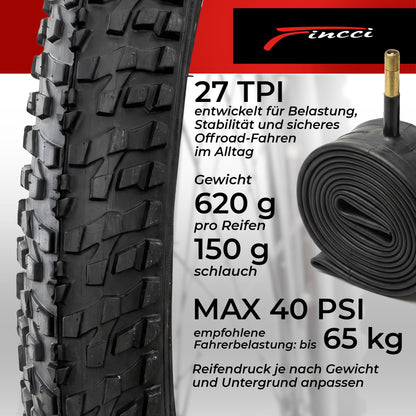 Fincci Fahrradreifen 20 x 1.95 Zoll faltbar, 2er-Set mit Schläuchen