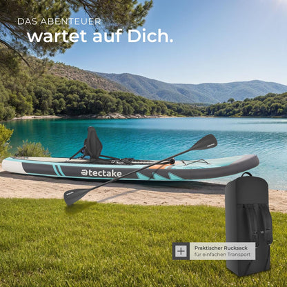 tectake® SUP Paddle Board aufblasbar Set - türkis/orange