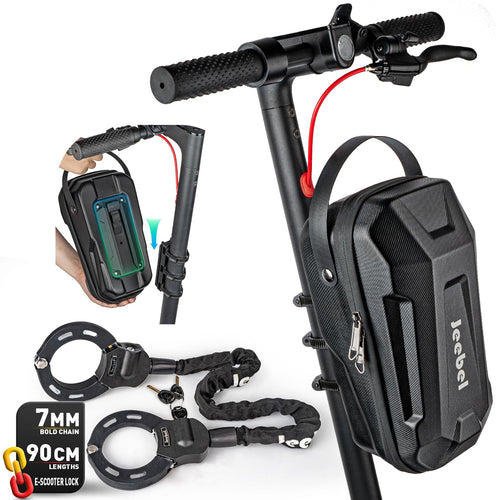 Jeebel E-Scooter Lenkertasche 4,5 L mit Kettenschloss 90 cm, EVA-Hartschale und gehärtete Stahlkette