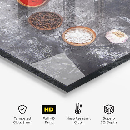 ARTHUB® Küchenrückwand Glas ESG 60x120 cm - Lebensmittel Gewürze