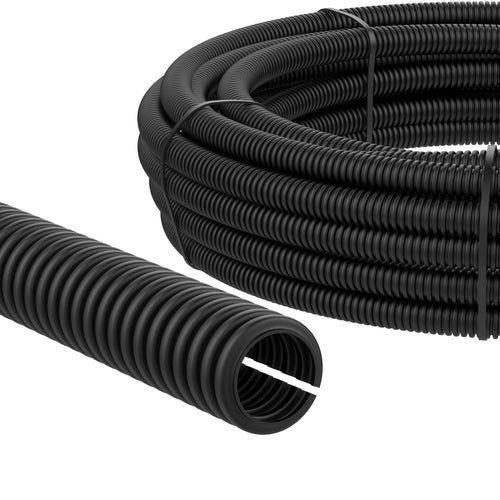 AUPROTEC Wellrohr geschlitzt 14 mm, 25 m – Kabelschutzschlauch schwarz