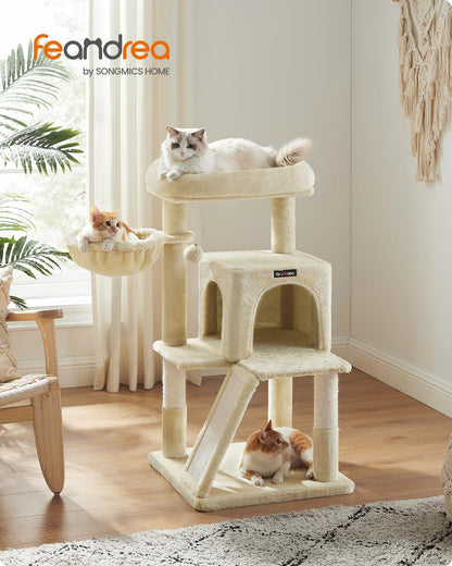 Feandrea Kratzbaum PCT51M, 96 cm, Katzenbaum mit Hängematte, beige