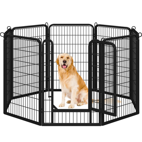 Yaheetech Welpenlaufstall 8-teilig 100cm – Faltbar. Schwarzes Metallgitter, flexibel aufstellbar. Schafft sicheren Auslauf für junge Hunde.