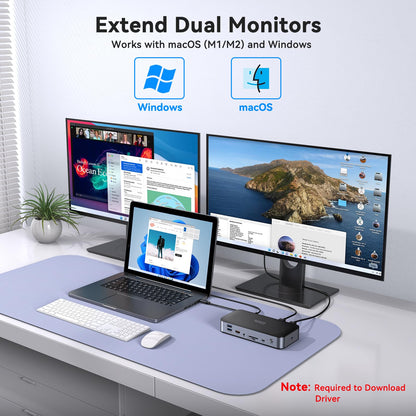 Universal DisplayLink USB C Dock – 15-in-1 Dual Monitor M1/M2