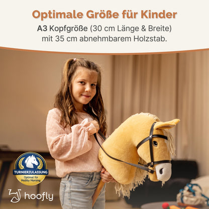Hoofly Hobby Horse Steckenpferd A3 mit Trense, Beige Haflinger
