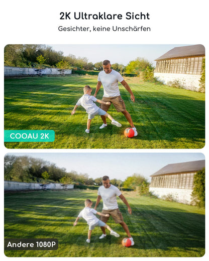 COOAU C5 Pro Überwachungskamera aussen, 2K WLAN Solar mit Akku