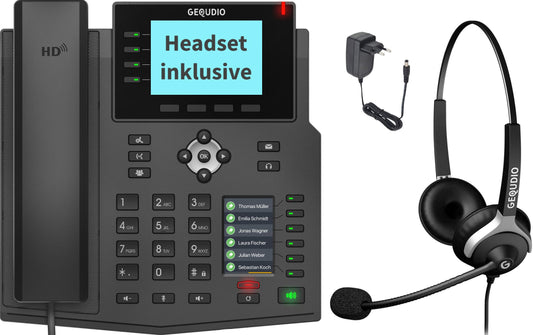GEQUDIO GX5+ IP Telefon - Set mit Headset & Netzteil