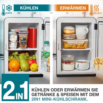 TOM 2in1 Mini Kühlschrank Kühl- & Heizfunktion - 15L Schwarz/Mint
