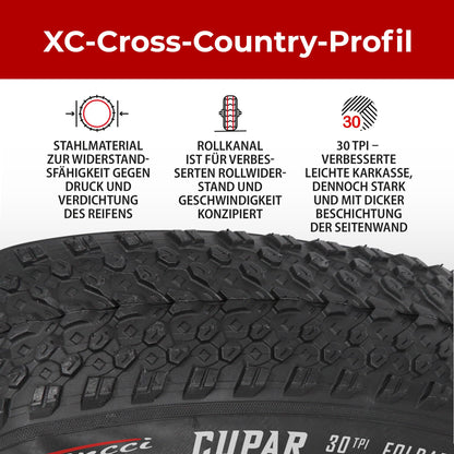 Fincci Cupar Fahrradreifen 26 x 2,125 Zoll faltbar mit 2 Schläuchen