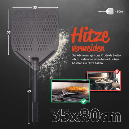 Pizza Lover Pizzaschieber perforiert 35 x 35 cm aus Aluminium