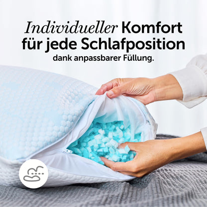 Cloudpillo Memory Foam Kissen 2er-Set, höhenverstellbar, 40x80 cm