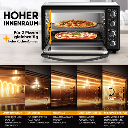 Stillstern CYCLONE PRO+ Minibackofen 35L mit Umluft & Airfryer