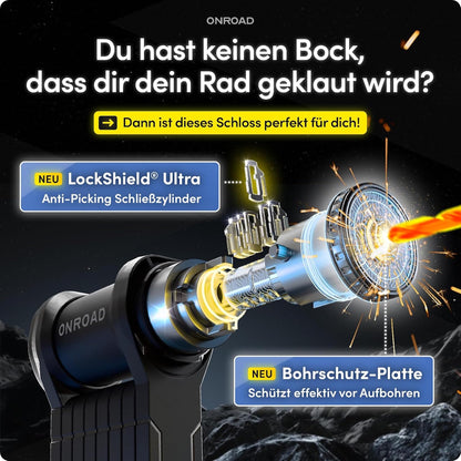 ONROAD Onlock Ultra Faltschloss 120 cm ART-zertifiziert mit Halterung
