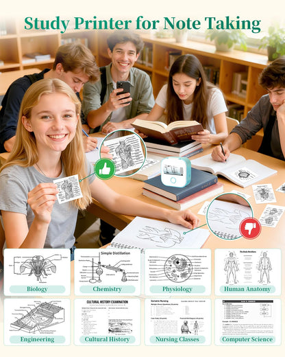 Memoking T02 Mini Thermodrucker, Bluetooth Sticker- und Fotodrucker