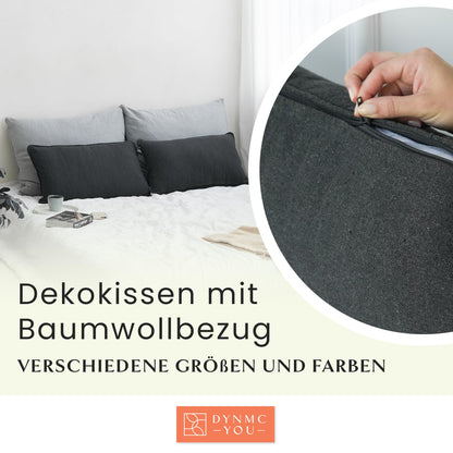DYNMC you Sofakissen 40x70 cm Schwarz 2er Set mit Füllung und Bezug