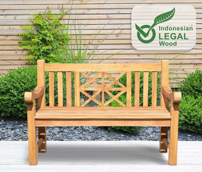 CLP Teak-Gartenbank Florida I – Vollholz Sitzbank 120 cm Teak