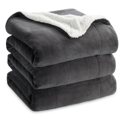 BEDSURE Kuscheldecke Sherpa Wohndecke Anthrazit 220x240 cm, doppelseitig aus Flanell und Sherpa