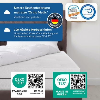 BMM Ortho Medic Taschenfederkernmatratze – 80x190 cm H3