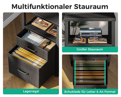 Coleshome Umkehrbarer L-Form Eckschreibtisch Schwarz 140x70cm USB-Anschluss