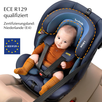 Jovikids 360° Drehbar i-Size Reboarder ISOFIX Kindersitz - Blau