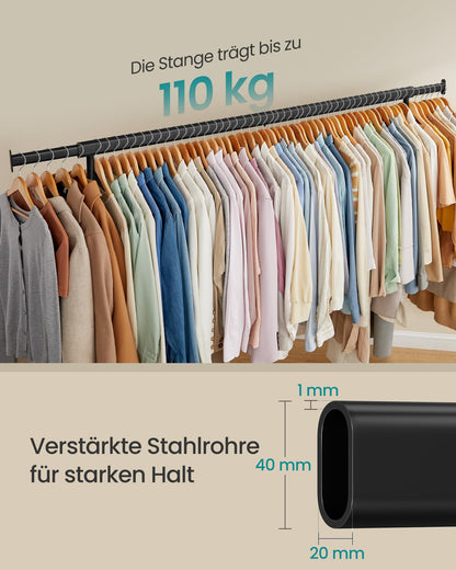SONGMICS Kleiderständer auf Rollen HSR176B01, ausziehbar, 110 kg