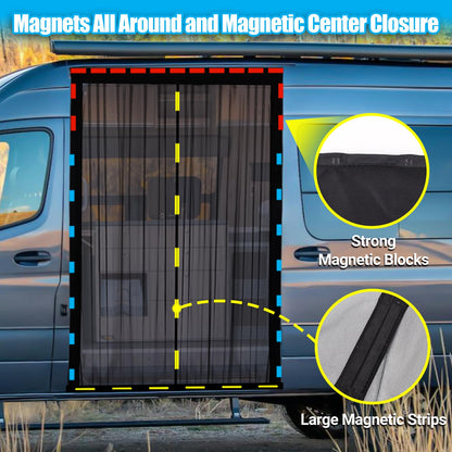ZATOOTO Moskitonetz Van, magnetisches Fliegengitter für Schiebetür