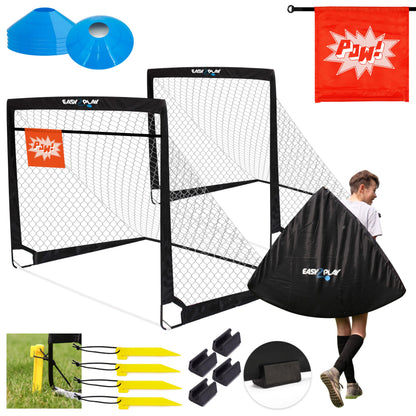 EASY2PLAY PRO Fussballtore für Kinder, 2er Set faltbar mit Zielscheibe und Tragetasche