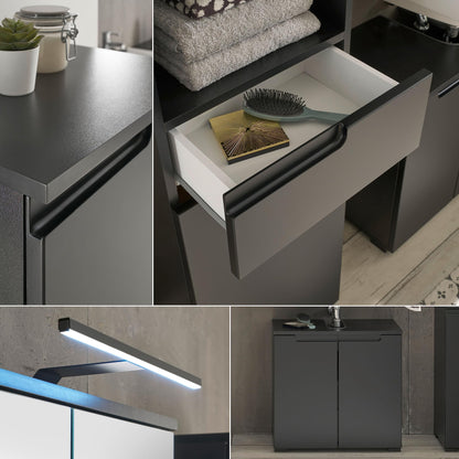 SPICE Badezimmer Kommode Badschrank Schwarz matt mit viel Stauraum