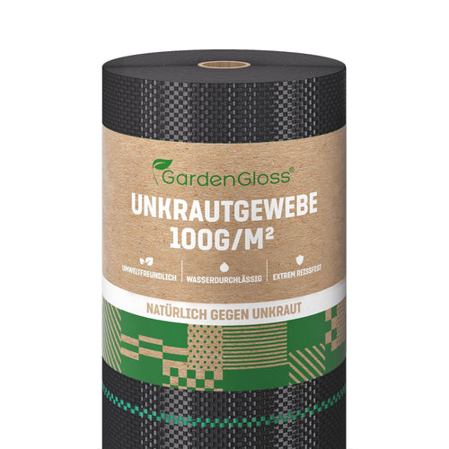 GardenGloss Unkrautvlies 50 m² – 100 g/m², UV-stabilisiert, reissfest, Geweberolle für Beete und Terrassenbau