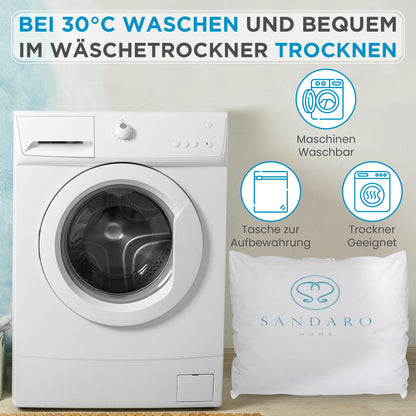 Sandaro Home Daunen-Federn-Kopfkissen 80x80 cm, 3-Kammer, 2er Set